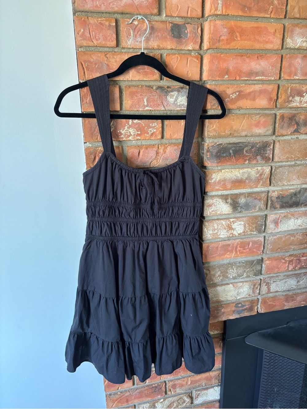 Sunday Best Black Tiered Smocked Mini Dress